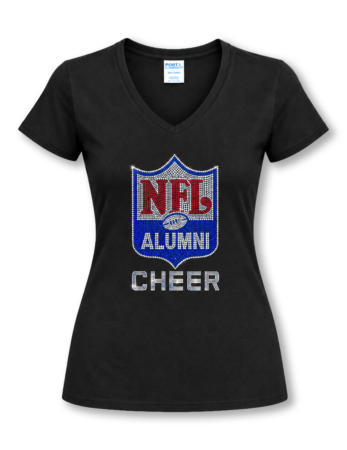 Cheerleader Women's Bedazzled V-Neck Tee